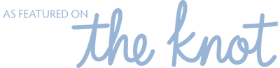 The image contains the text "AS FEATURED ON the knot" in light blue lettering.